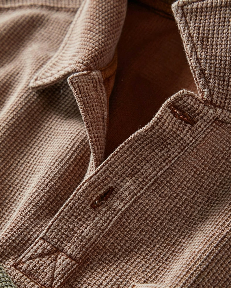 Men's Short Sleeve 2-Button Waffle Knit Polo Shirt