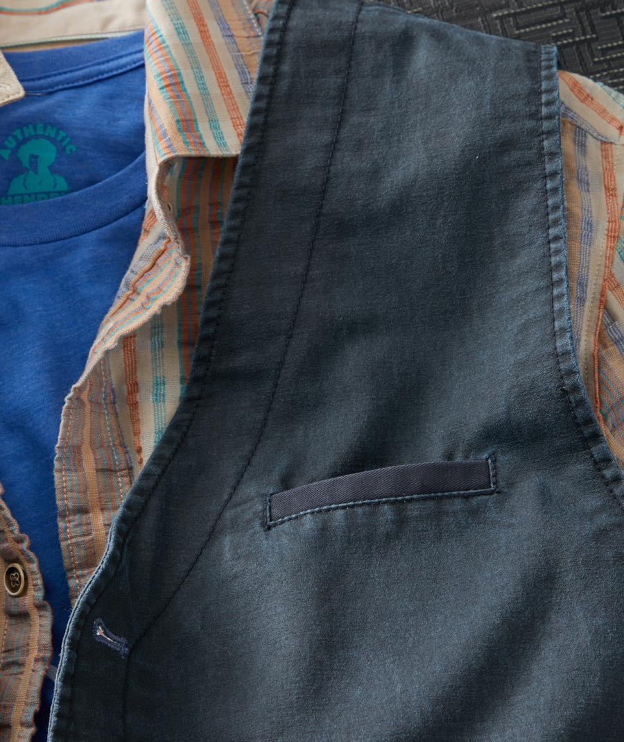 Navy Cotton Suede Vest