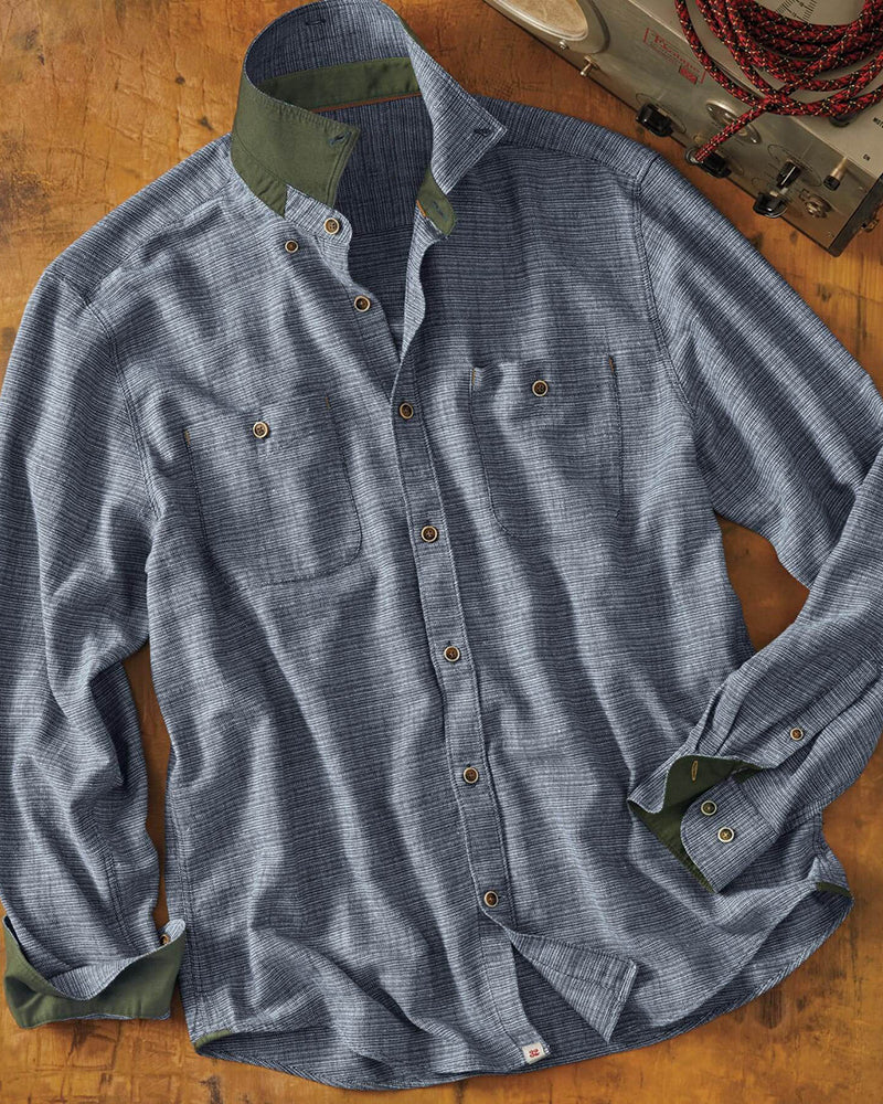 Long Sleeve Mélange Stripe Shirt