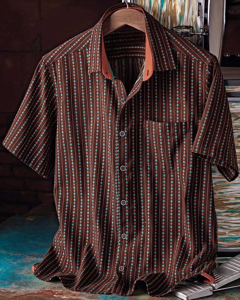 Patterned Stripe Casual Button Front Shirt