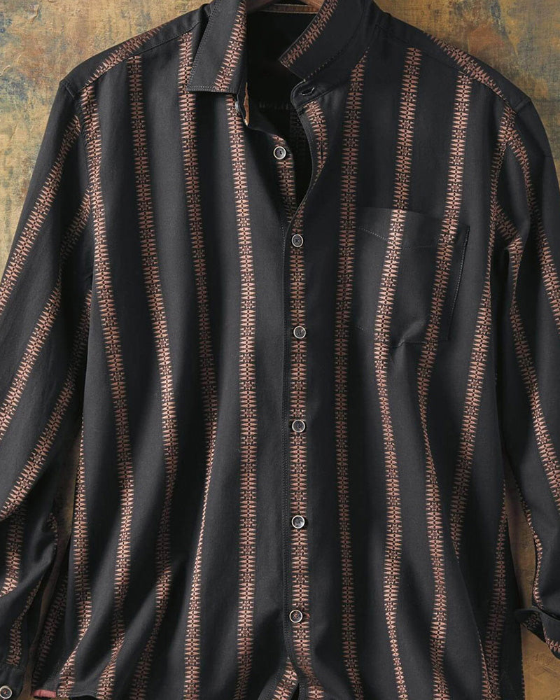 Long Sleeve Jacquard Stripe Shirt