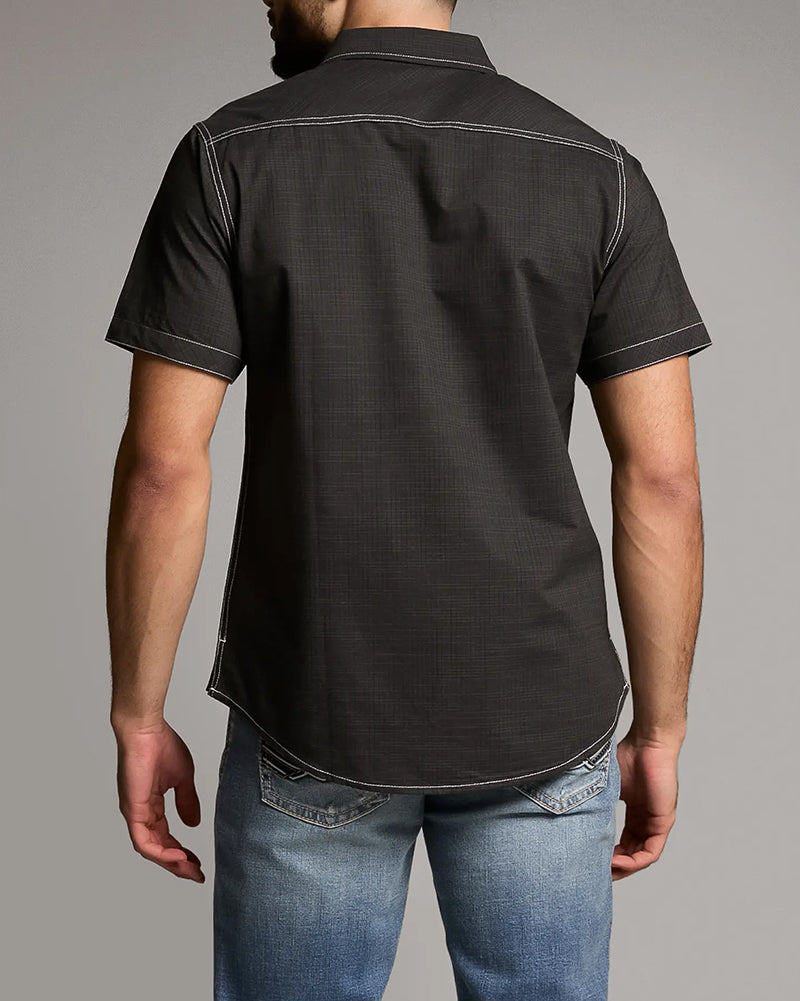 Contrast Stitched Western Snap Button Short Sleeve Shirt