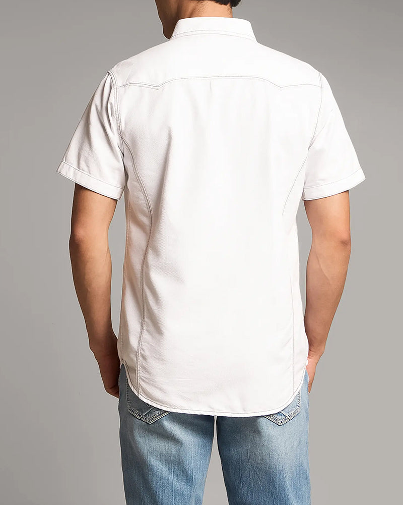 Men's Contrast Trim Textured Western Short Sleeve Shirt
