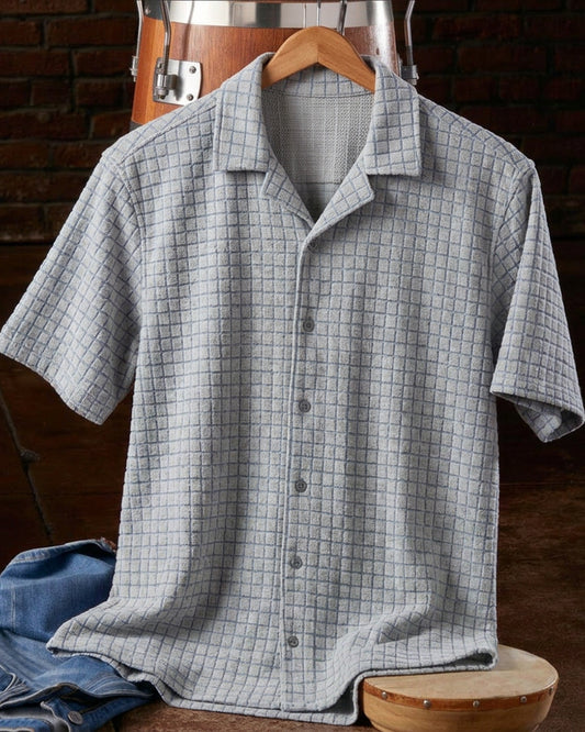 Grey Square Check Casual Shirt