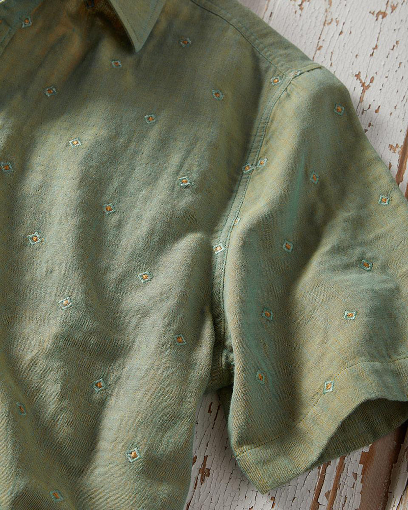 Men's Sage Green Short Sleeve Button-Up Shirt
