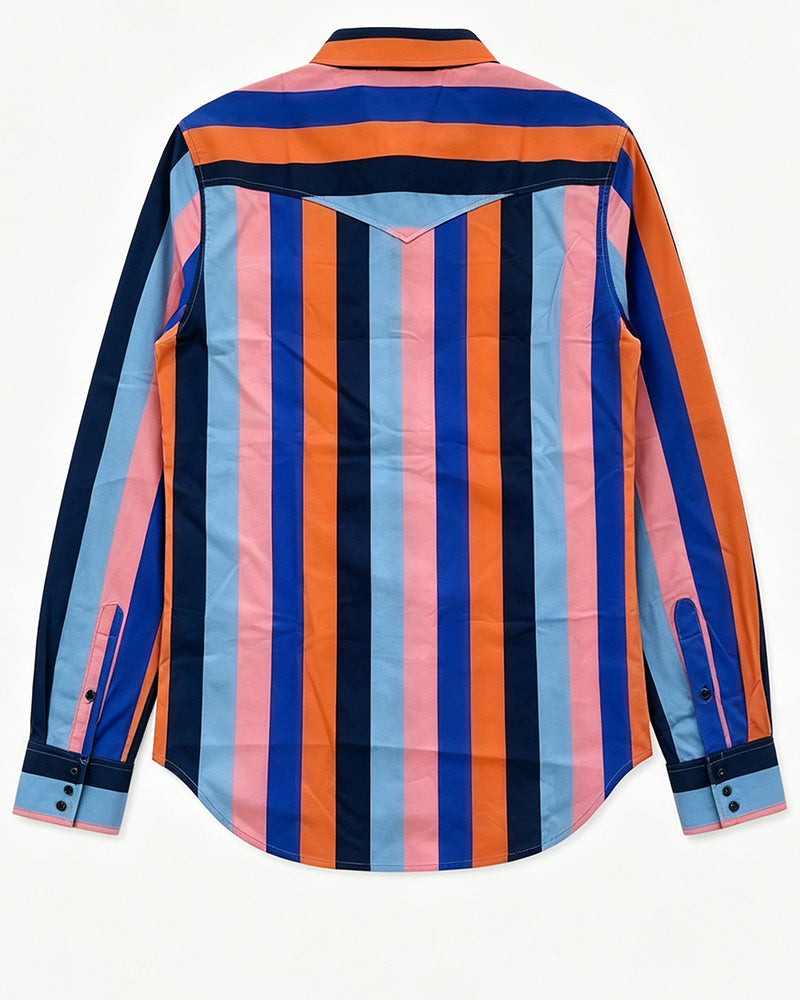 Men's Striped Western Button Down Shirt