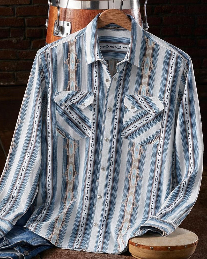 Western Tribal Stripe Long Sleeve Shirt