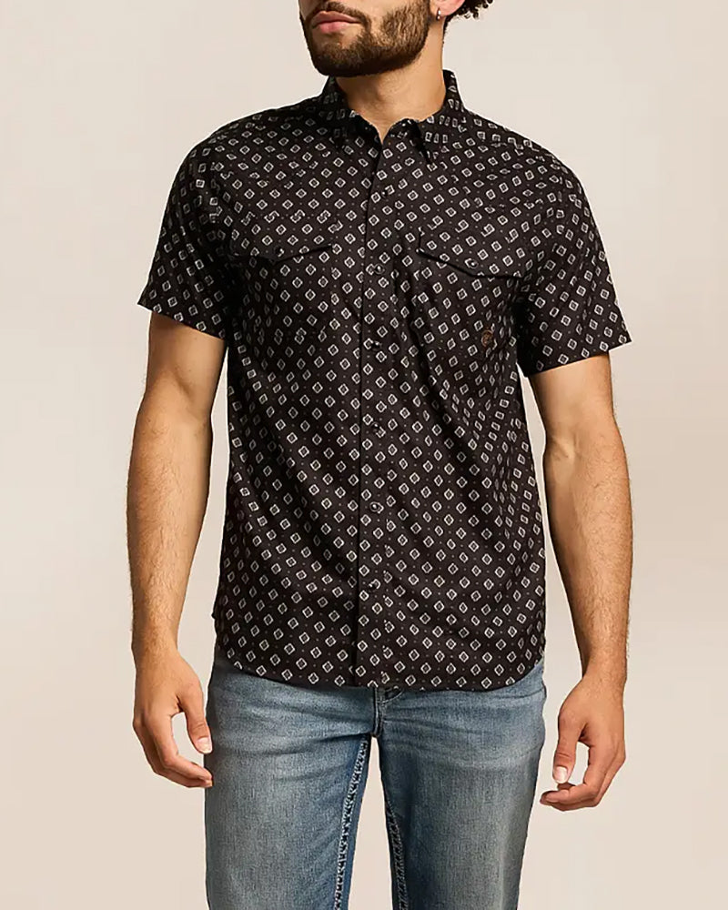Men's Geometric Printed Performance Snap Western Shirt