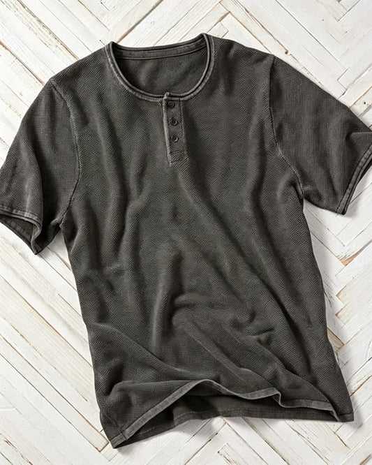 Short Sleeve Henley Neck Tee