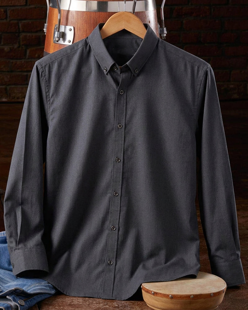 Solid Navy Button Down Long Sleeve Shirt