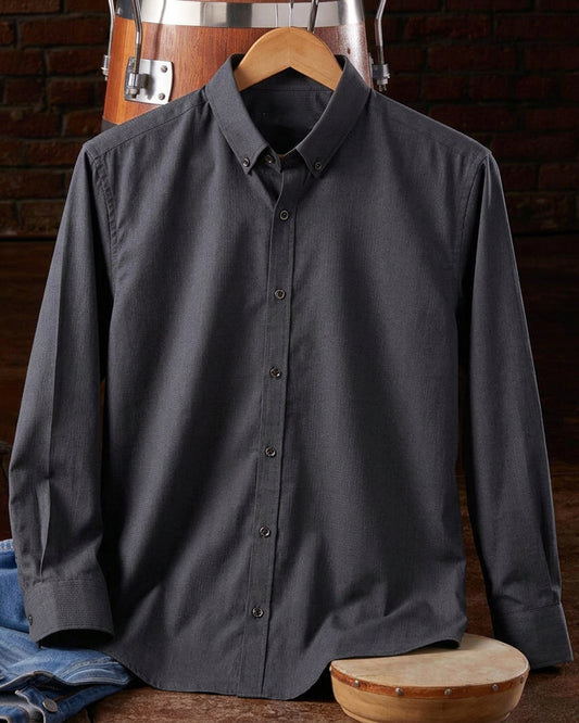 Solid Navy Button Down Long Sleeve Shirt