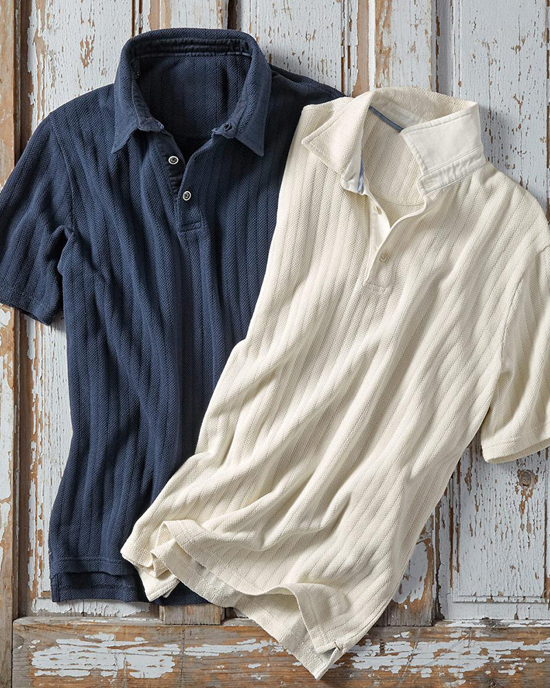 Men's Vertical Rib Short Sleeve Polo