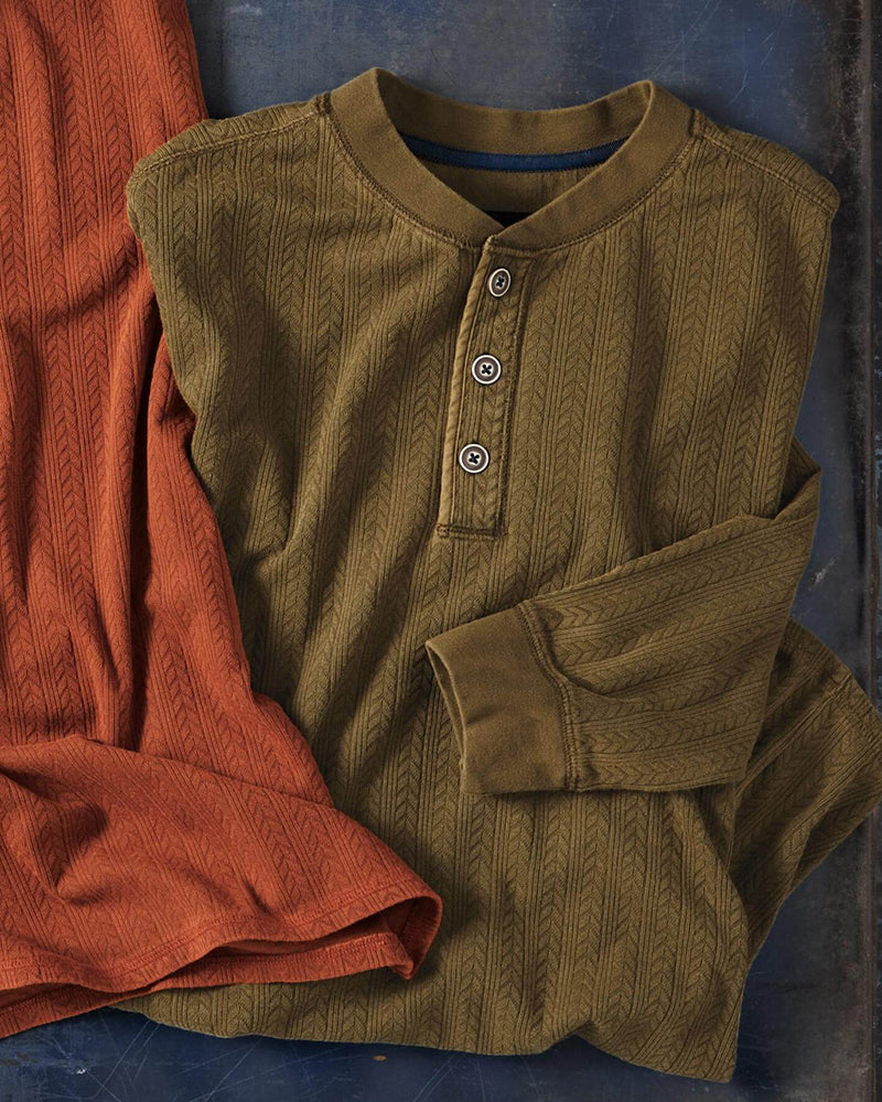 Long Sleeve Jacquard Henley Shirt