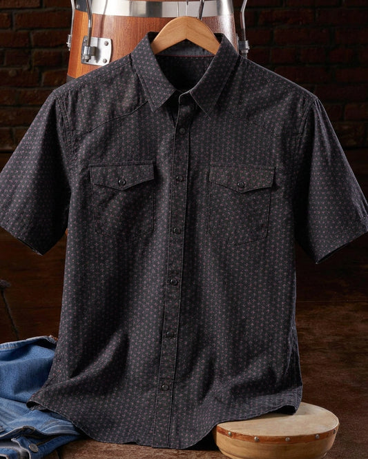Men's Mini Dotted Printed Western Short Sleeve Shirt
