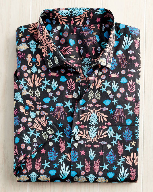 Men's Sea Print Short Sleeve Casual Shirt