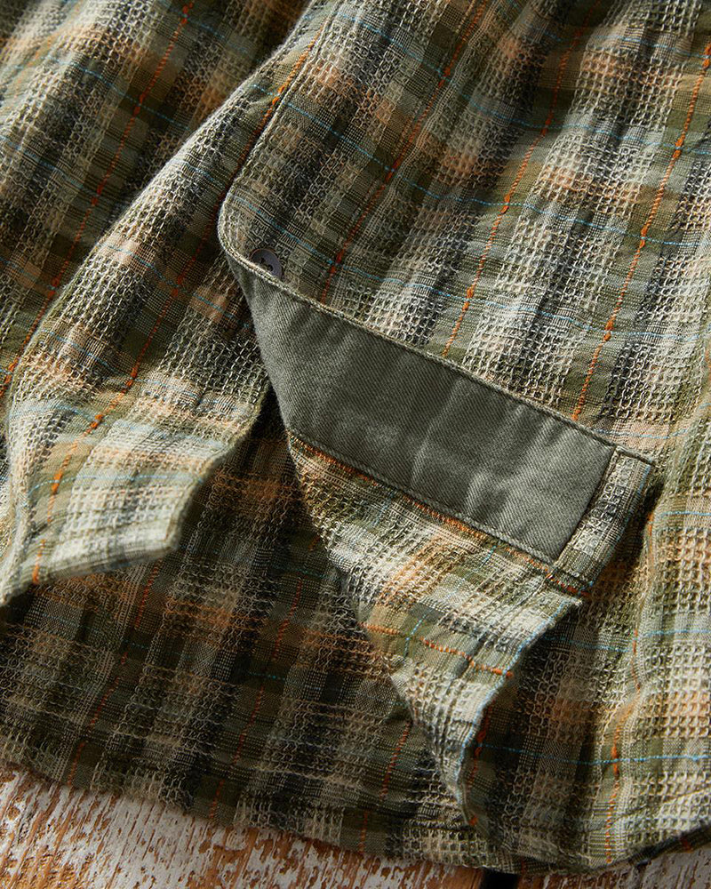 Textured Plaid Pocket Shirt