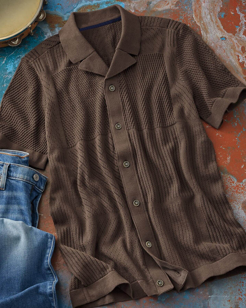 Multi Stitch Camp Collar Shirt