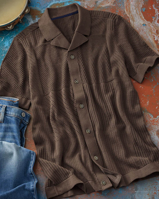 Multi Stitch Camp Collar Shirt