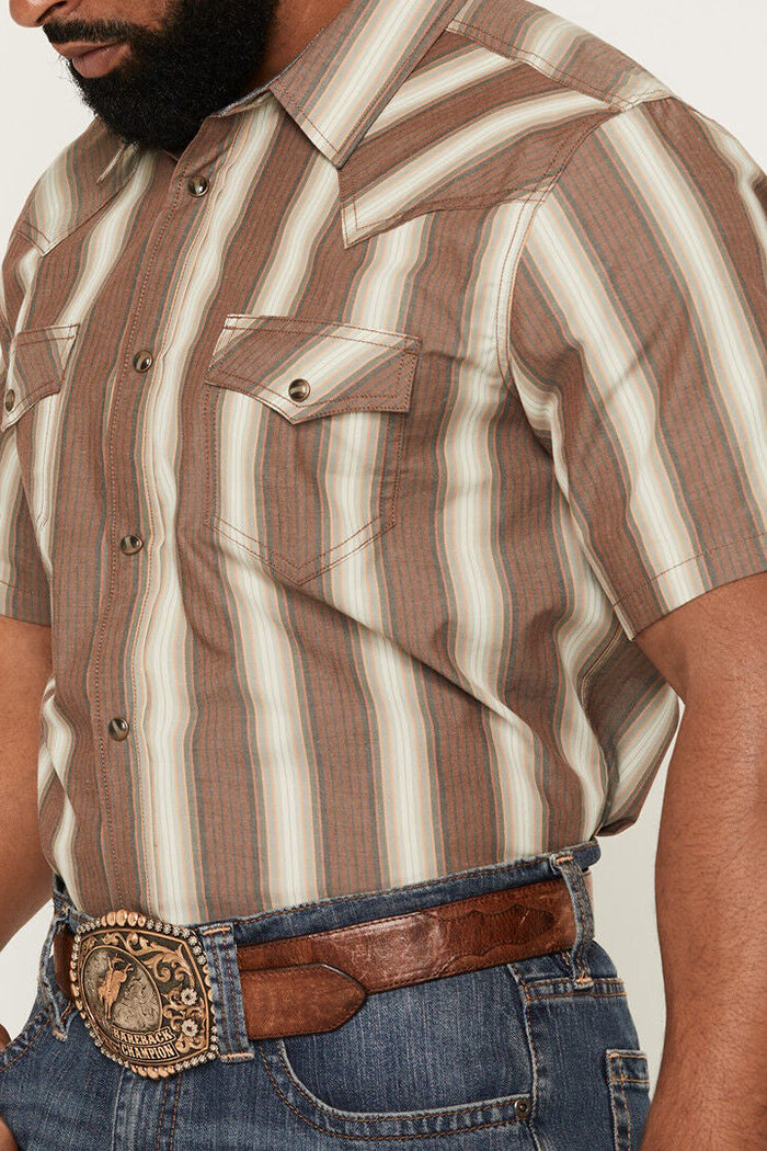 Men's Gopher Striped Print Short Sleeve Snap Western Shirt