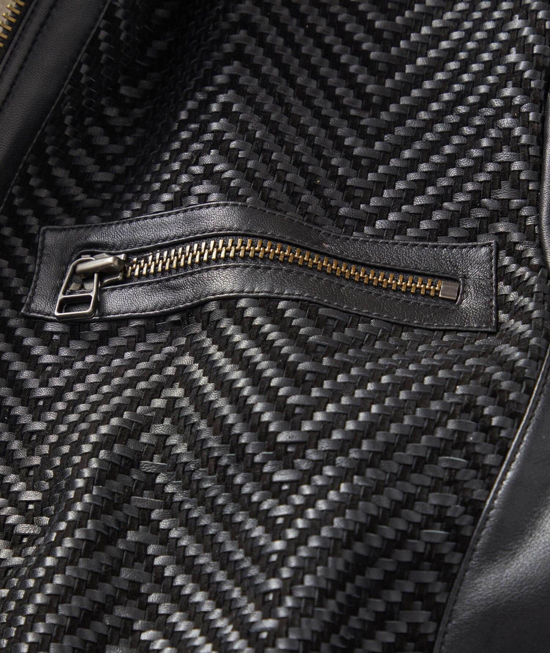 Woven Lambskin Leather Moto Jacket