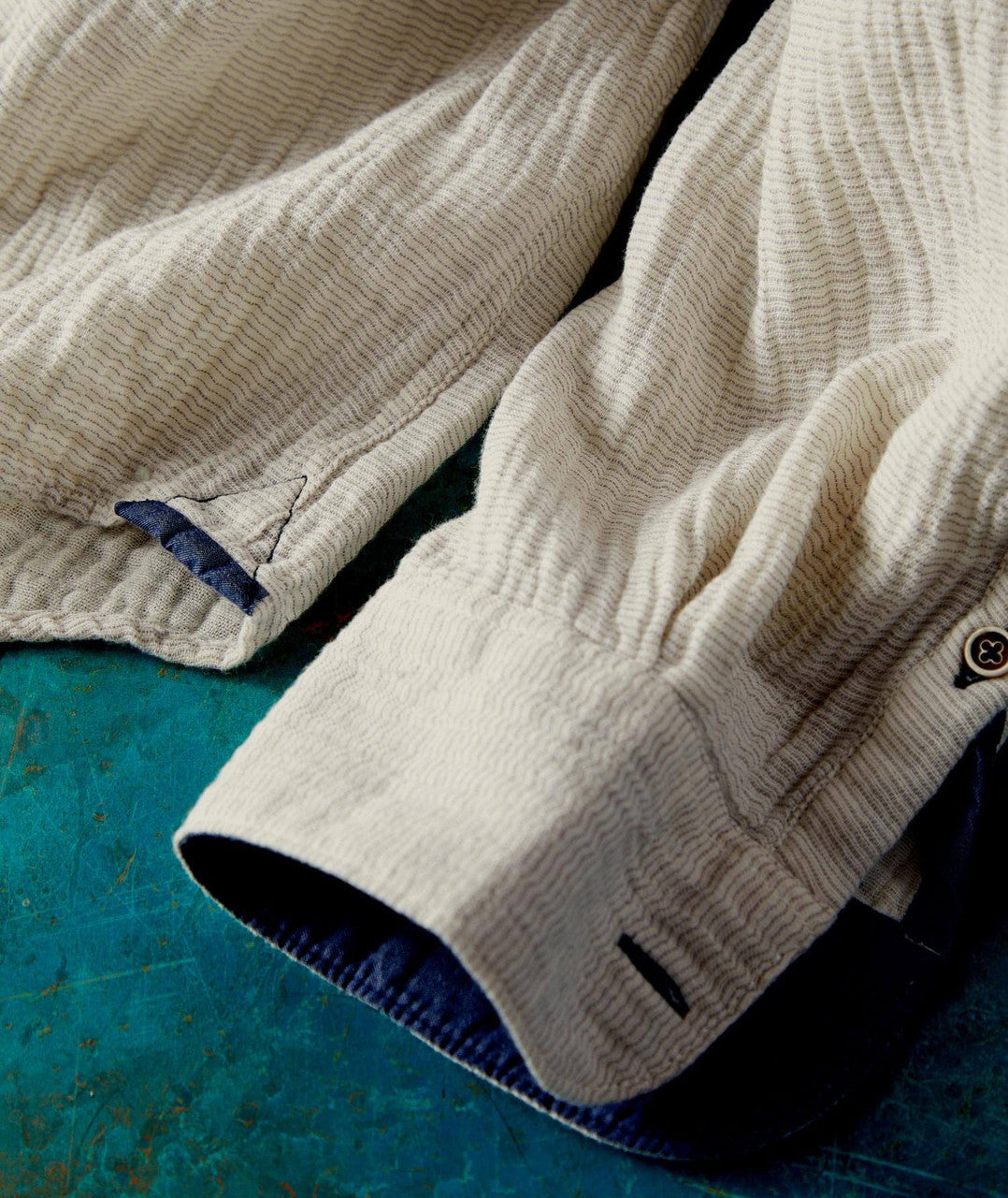 Cotton Crinkle Gauze Stripe Shirt