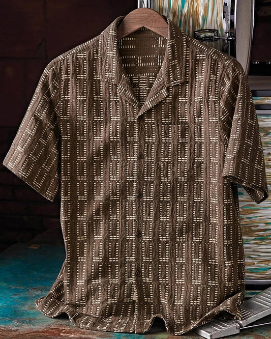 Casual Pattern Short Sleeve Camp Shirt