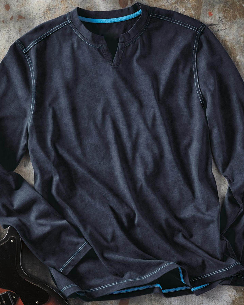 Navy Notchneck Long Sleeve T-Shirt