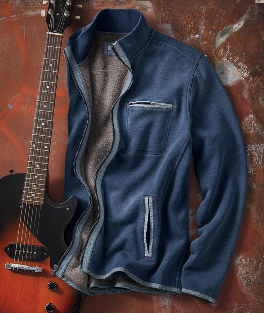 Casual Indigo Knit Jacket