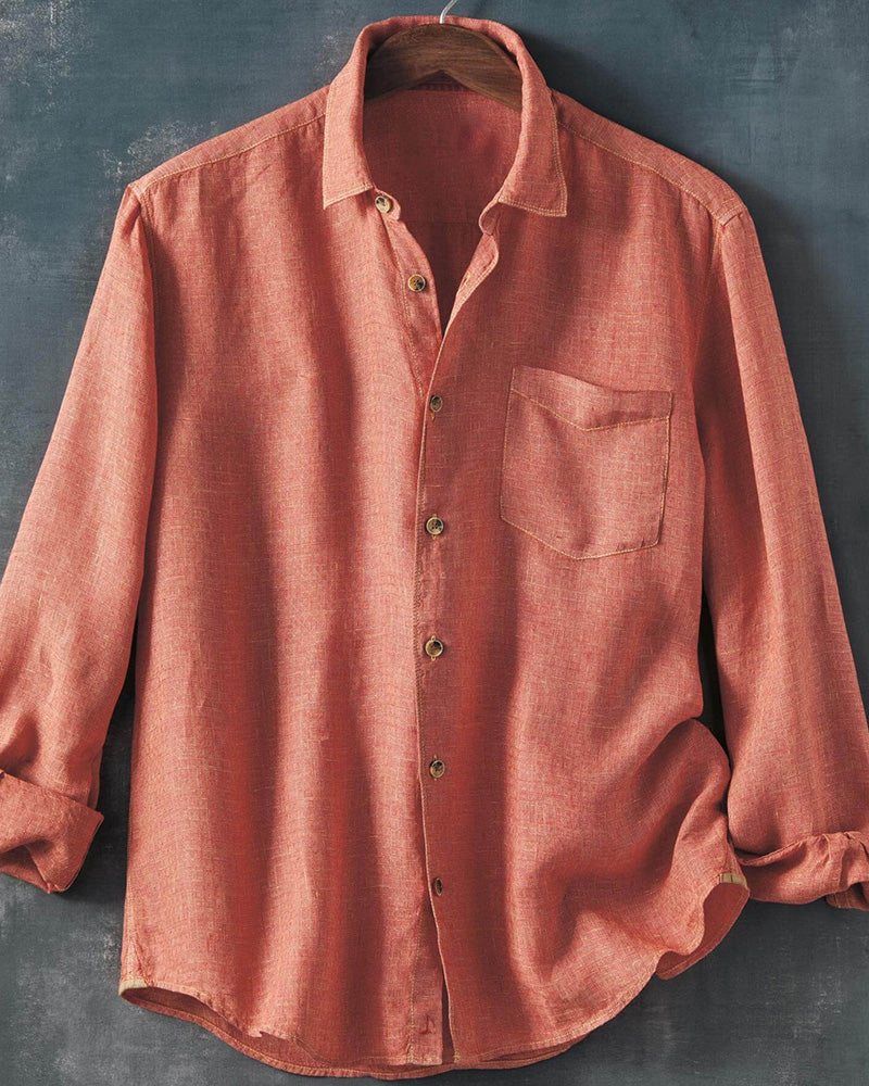 Long Sleeve Overdye Linen Shirt