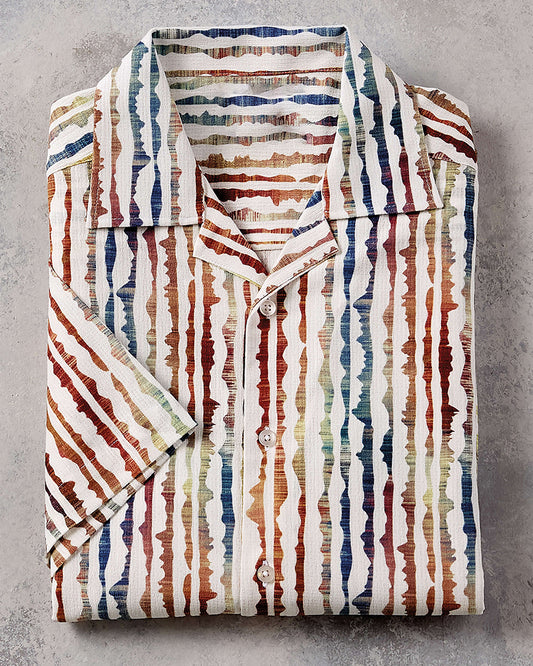 Short Sleeve Stripe Camp Shirt