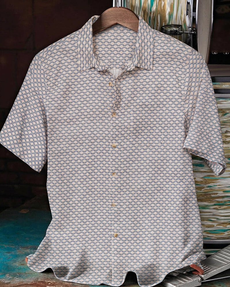 Classic Print Button Front Short Sleeve Shirt