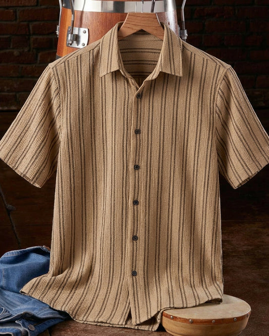 Vertical Stripe Short Sleeve Shirt