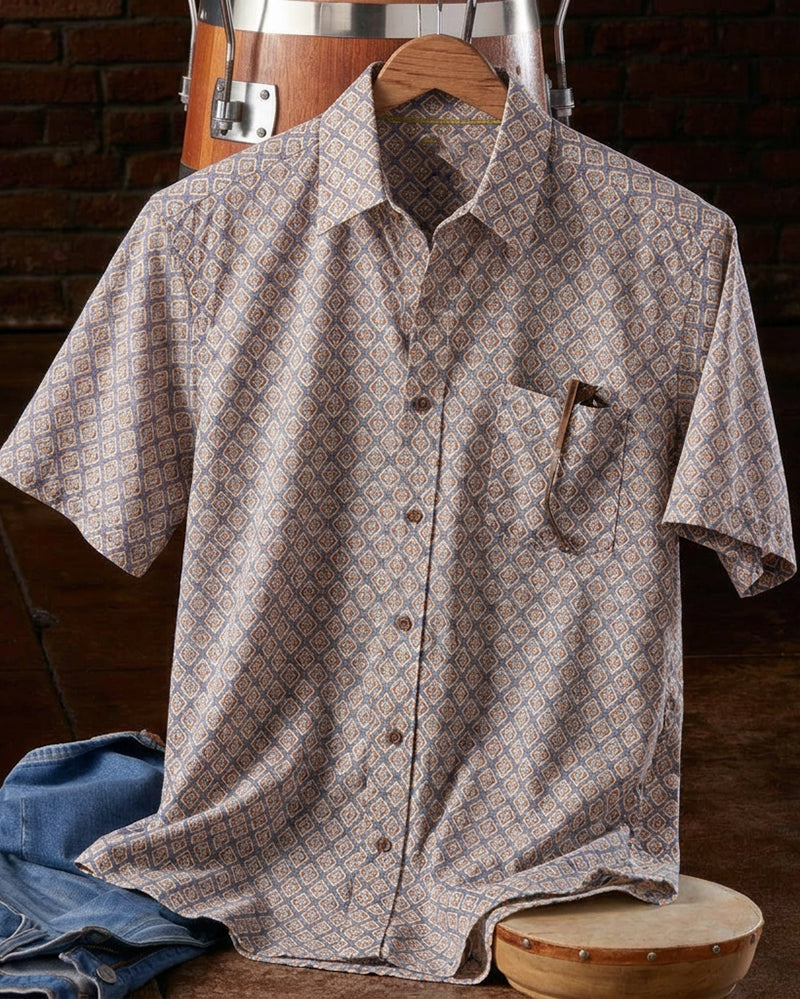 Men's Short Sleeve Diamond Geo Print Shirt