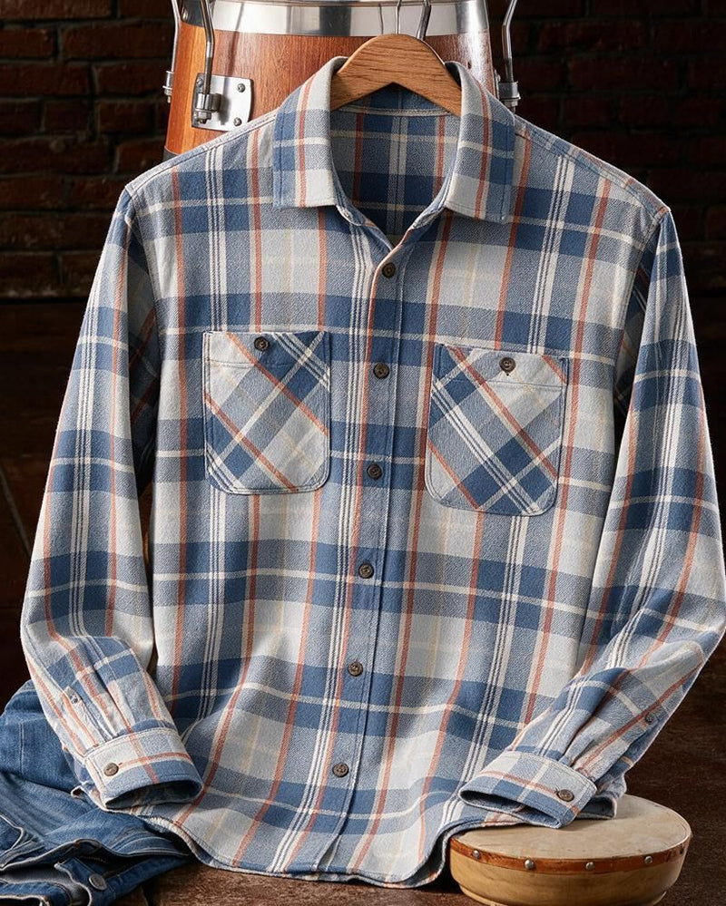 Casual Two Pocket Plaid Button Shirt