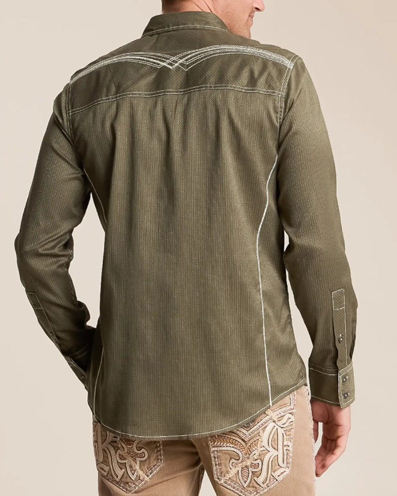 Men's Western Casual Long Sleeve Shirt