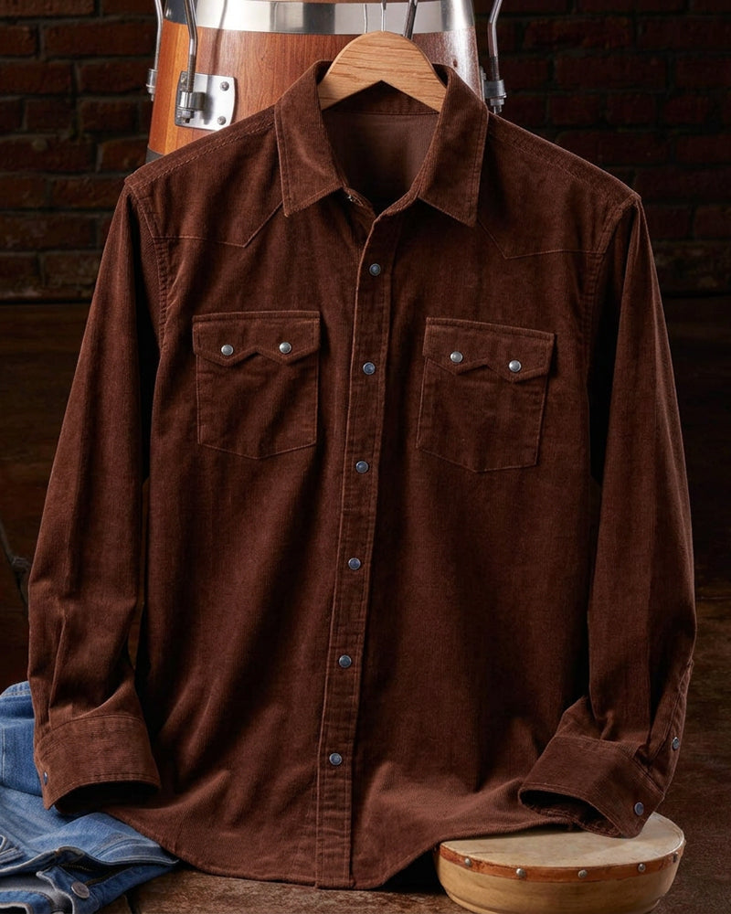 Solid Brown Western Long Sleeve Shirt