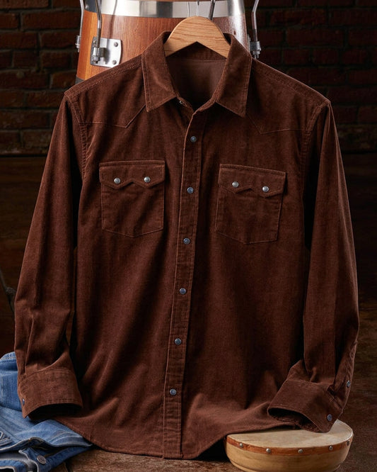Solid Brown Western Long Sleeve Shirt