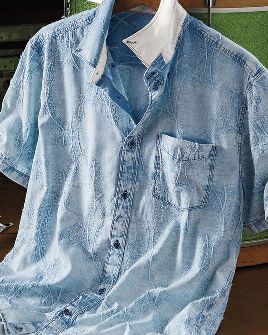 Textured Washed Short Sleeve Shirt