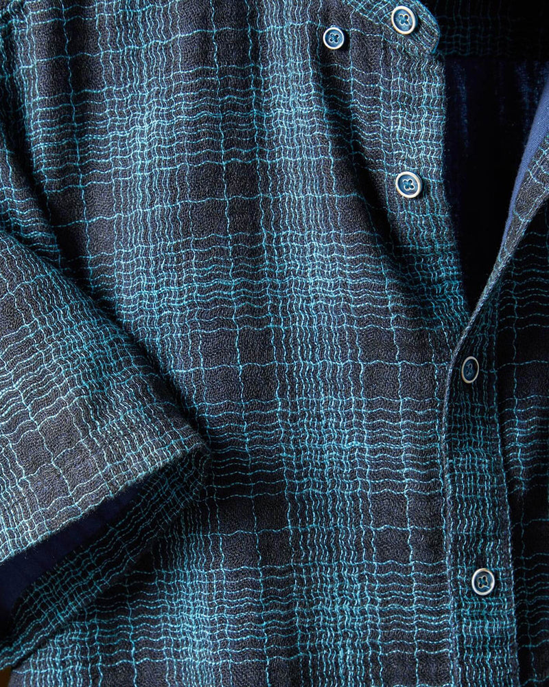 Short Sleeve Button Up Textured Shirt