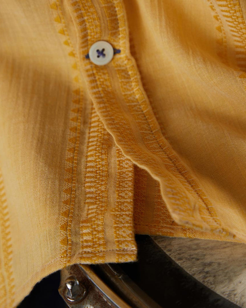 Yellow Dobby Weave Camp Collar Shirt