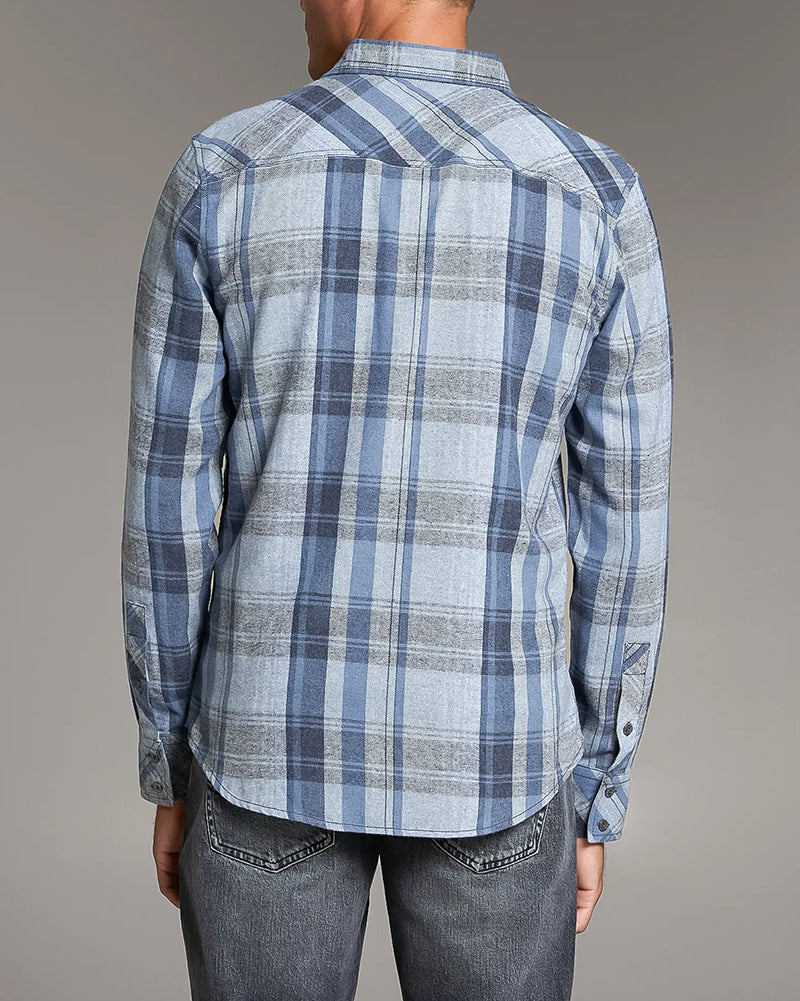Navy White Plaid Button Shirt