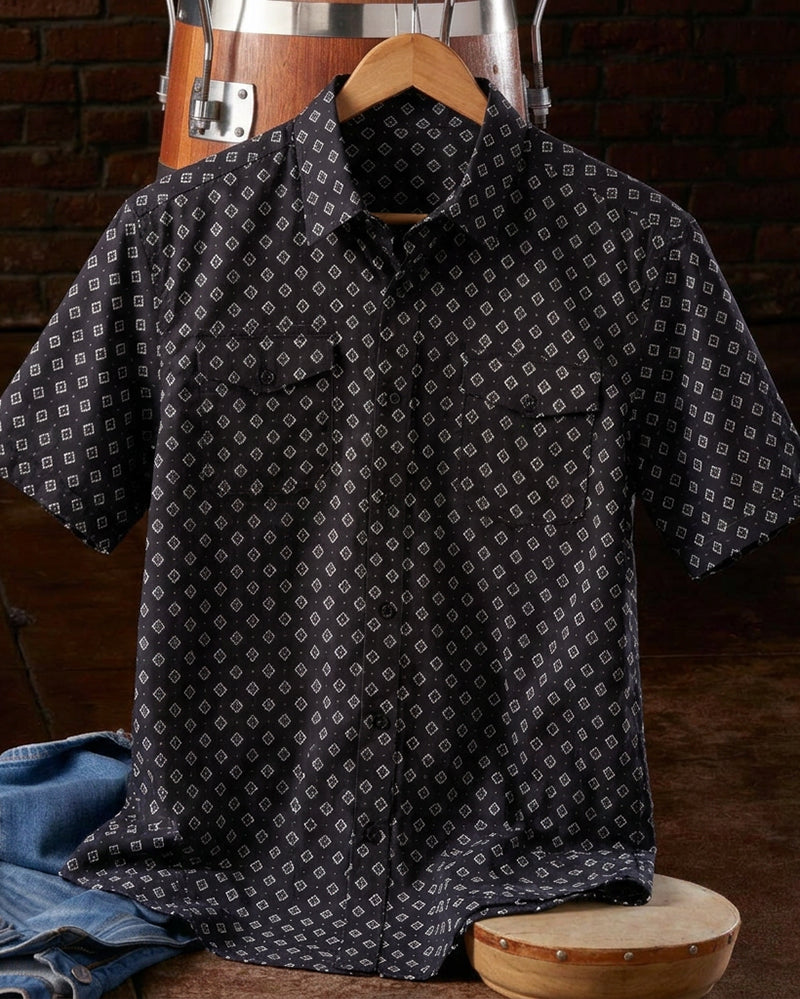 Men's Geometric Printed Performance Snap Western Shirt