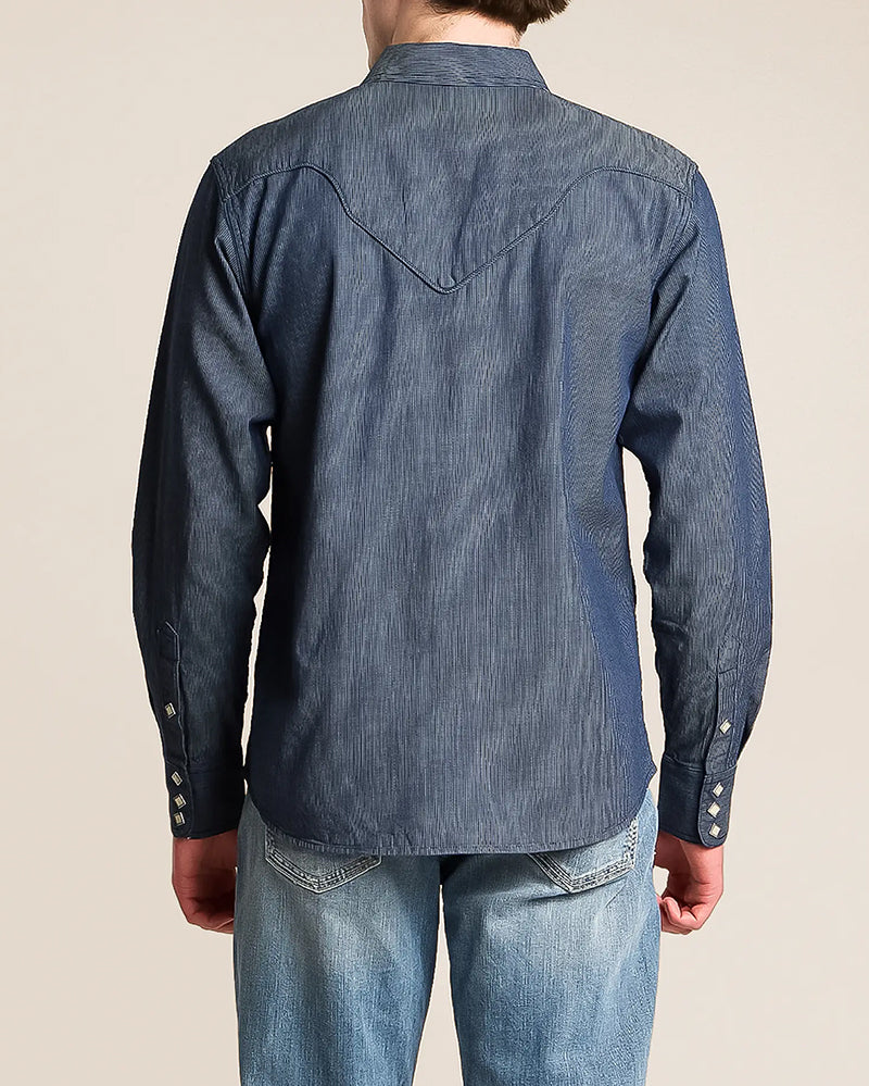 Retro Striped Western Snap Button Long Sleeve Shirt