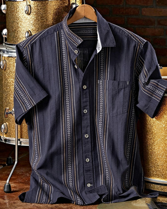 Casual Multi-Stripe Short Sleeve Shirt
