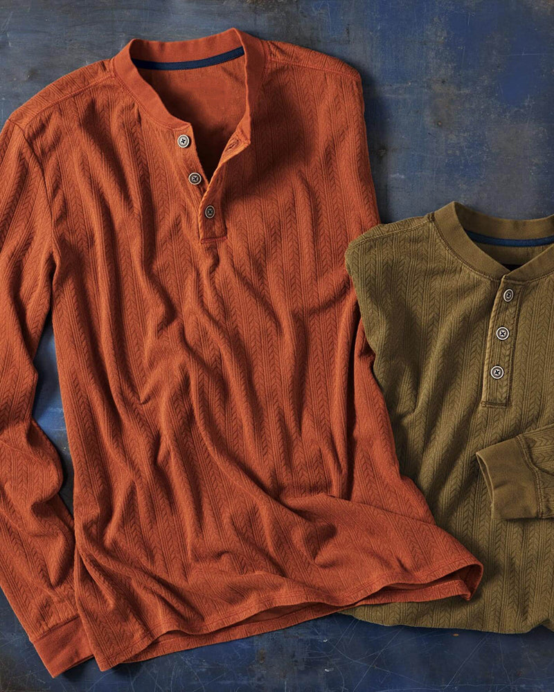 Long Sleeve Jacquard Henley Shirt