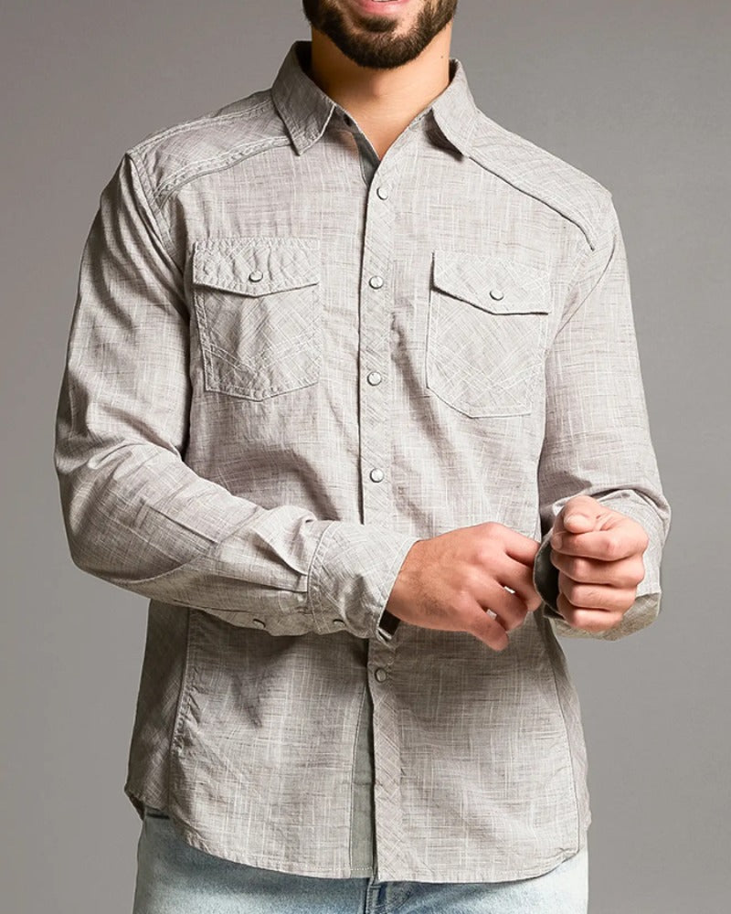 Men's Western Casual Long Sleeve Shirt