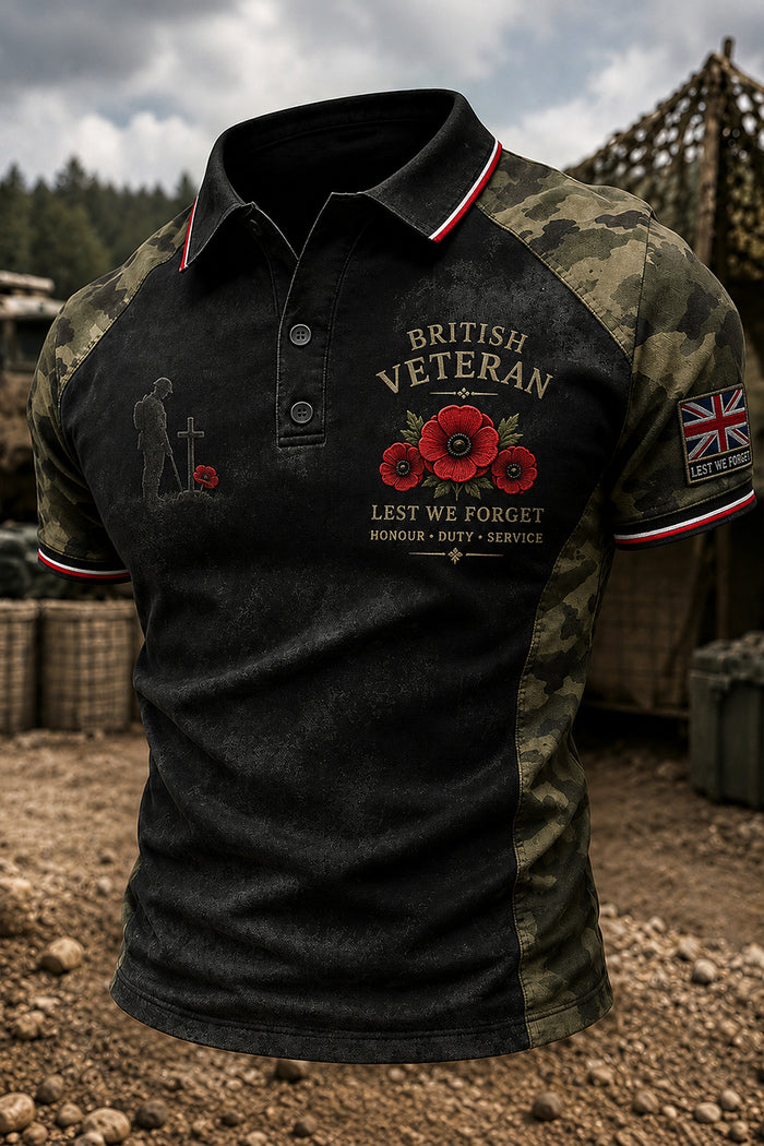 Men’s British Veteran Raglan Polo Shirt