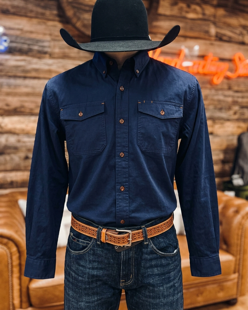 Men's Casua Long Sleeve Pocket Shirt