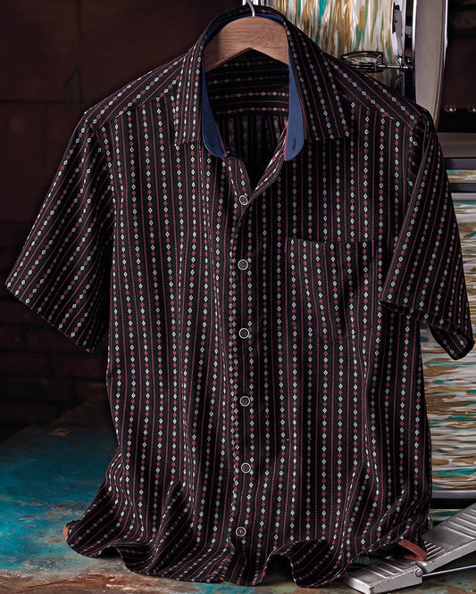 Patterned Stripe Casual Button Front Shirt
