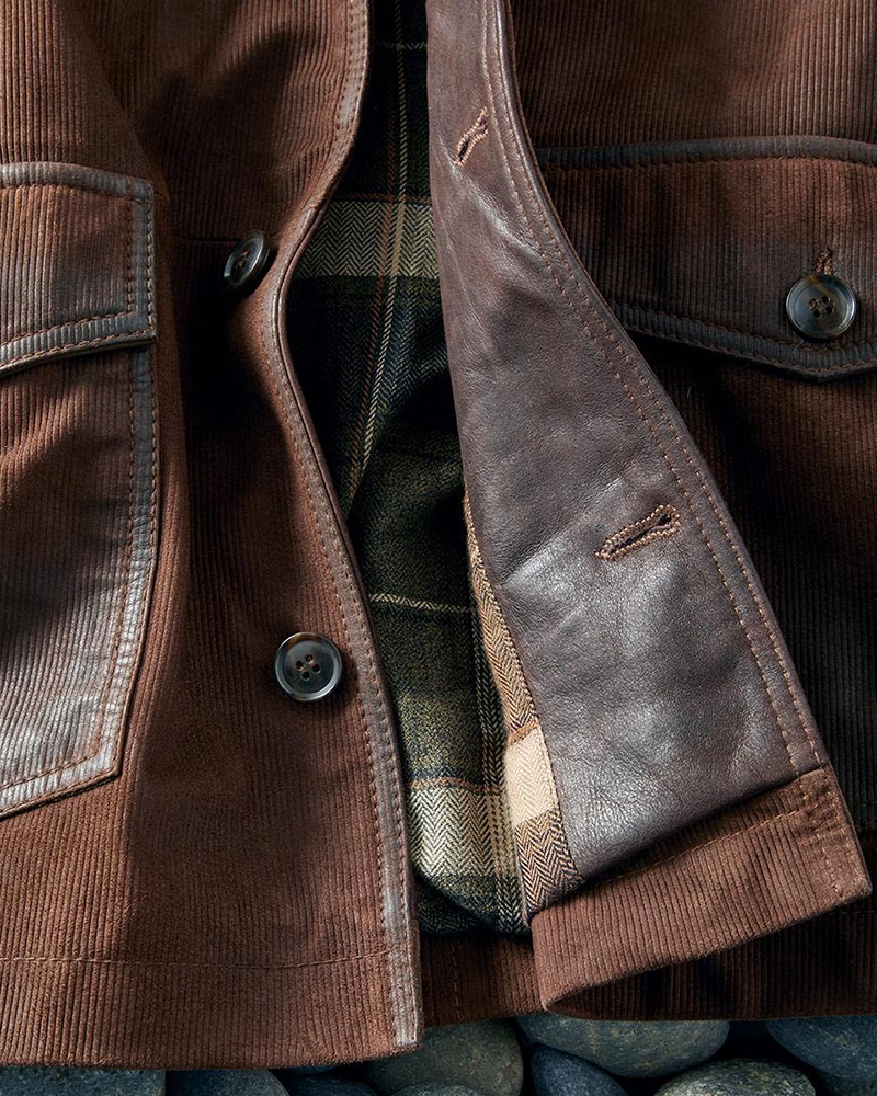 Men's Cocoa Goat Suede Leather Blazer